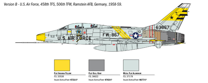 North American F-100F Super Sabre, 1/72 Scale Model Kit USAF Germany