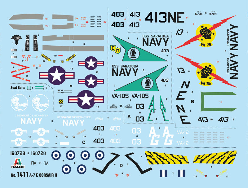 Ling-Temco-Vought (LTV) A-7E Corsair II, 1/72 Scale Plastic Model Kit Decals