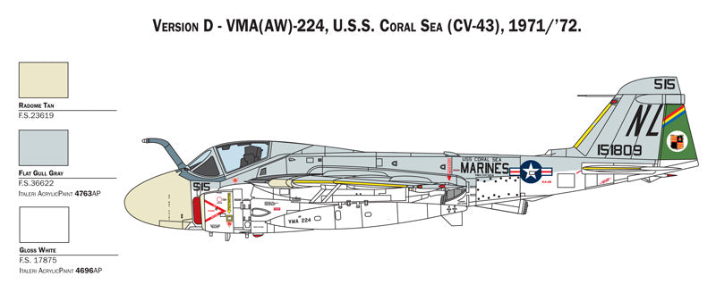 Grumman KA-6D Intruder, 1/72 Scale Plastic Model Kit VMA(AW)-224 Livery