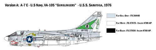 Ling-Temco-Vought (LTV) A-7E Corsair II, 1/72 Scale Plastic Model Kit VA-105 Livery 1976