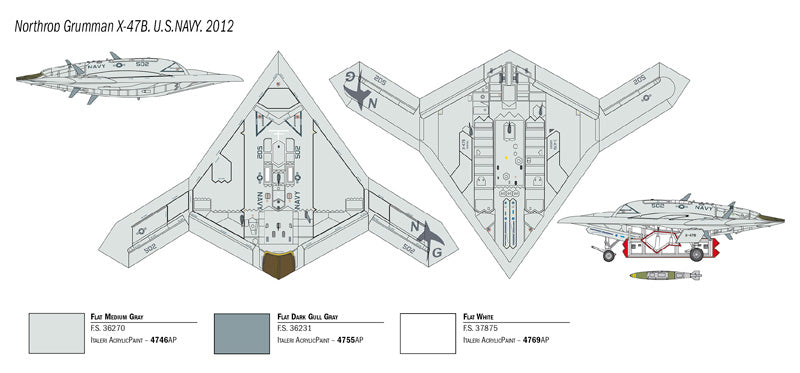 Northrop Grumman X-47B Unmanned Combat Aircraft System, 1/72 Scale Model Kit US Navy