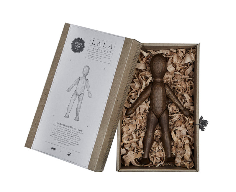 Walnut Wooden Figure La La With Shirt & Trousers In Box