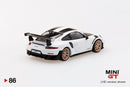 Porsche 911 GT2 RS Weissach Package (White Metallic) 1:64 Scale Diecast Car Right Rear View