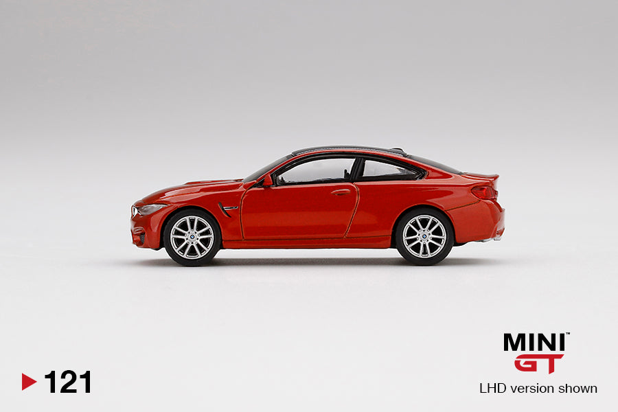 BMW M4 (F82) Coupe (Sakhir Orange) 1:64 Scale Diecast Car Side View