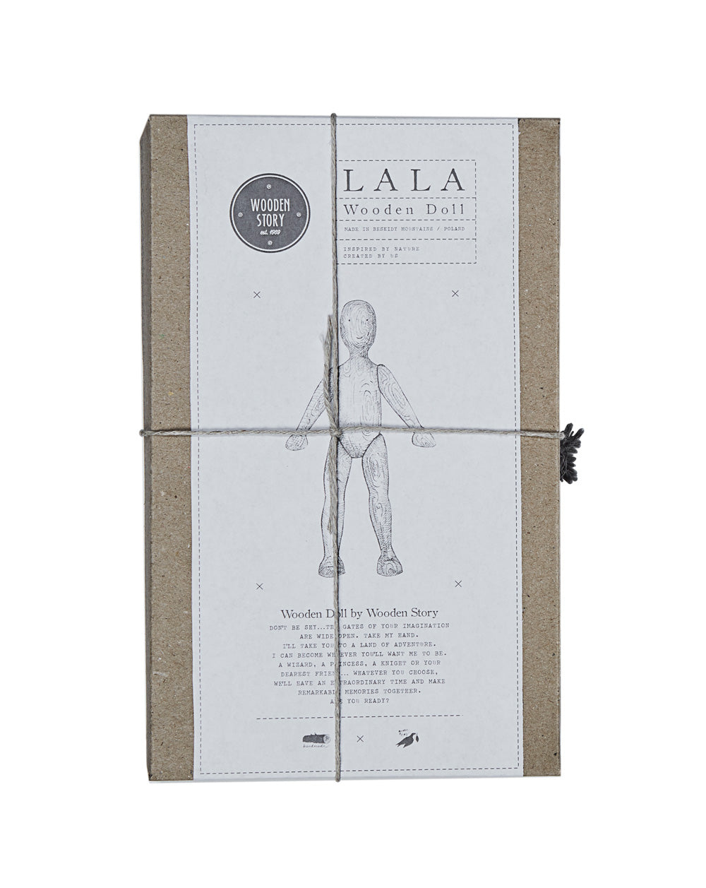 Walnut Wooden Figure La La With Shirt & Trousers Box