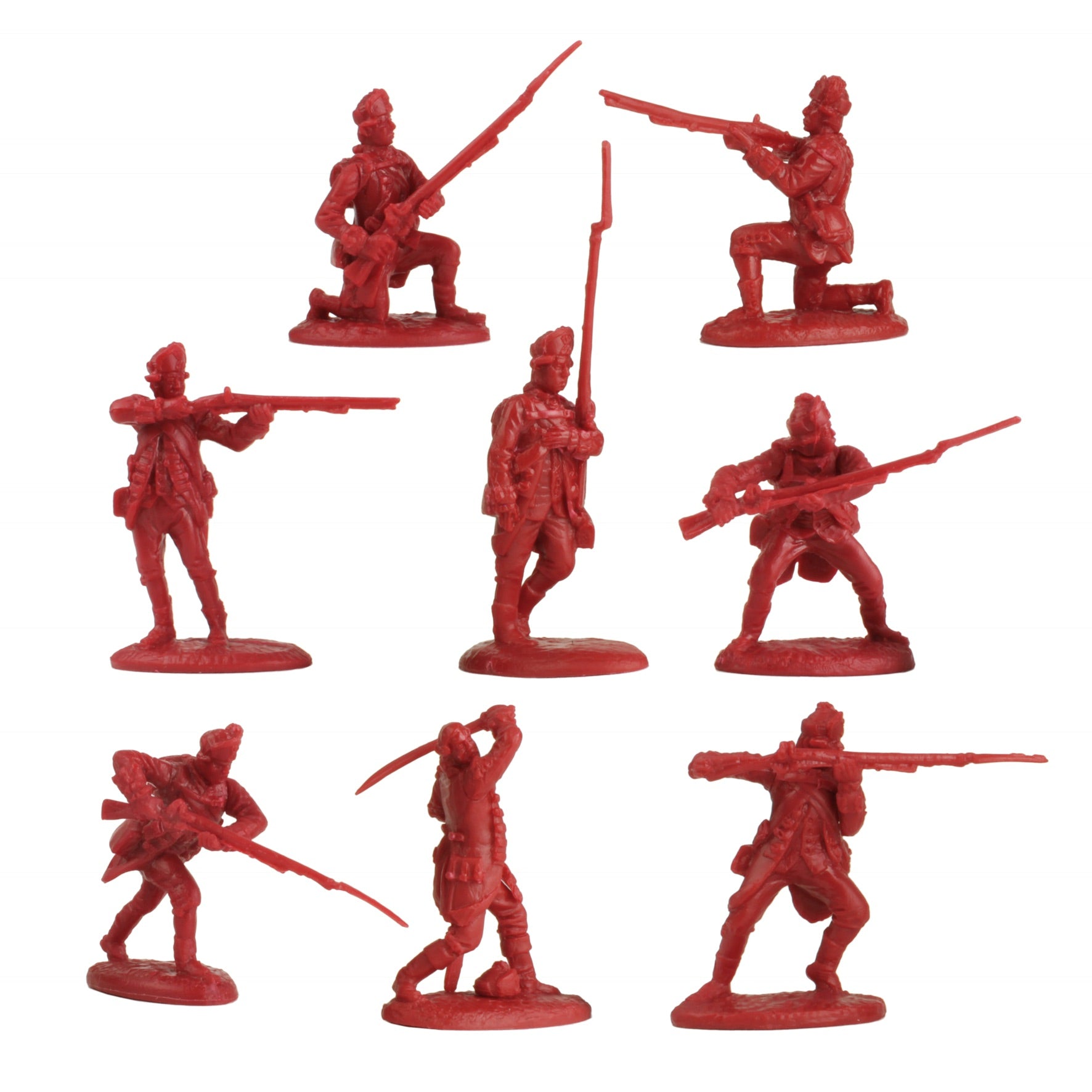 American War Of Independence British Light Infantry, 1/30 Scale Model Plastic Figures By LOD Enterprises Poses