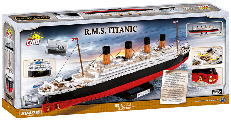 RMS Titanic 1:300 Scale, 2810 Piece Block Kit By Cobi Back Of Box