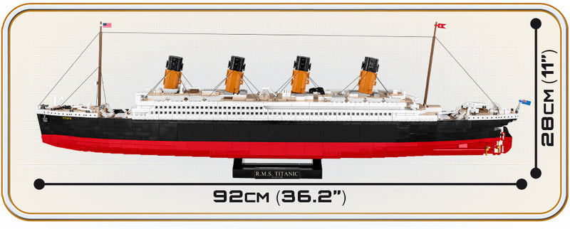 RMS Titanic 1:300 Scale, 2810 Piece Block Kit By Cobi Port Side Dimensions