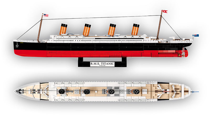 RMS Titanic 1:450 Scale, 960 Piece Block Kit Side & Top view