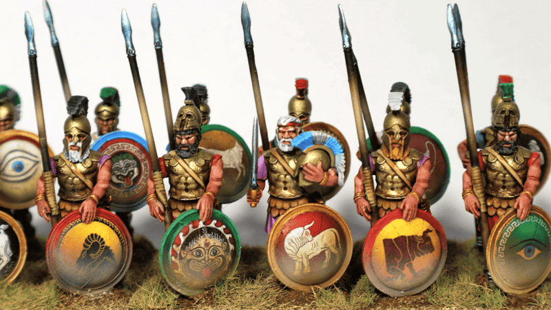 Athenian Armored Hoplites 5th To 3rd Century BCE, 28 mm Scale Model Plastic Figures Painted Close Up