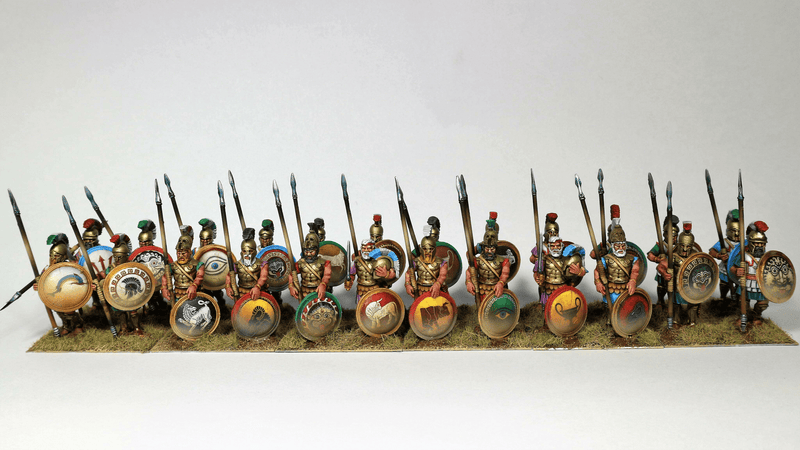Athenian Armored Hoplites 5th To 3rd Century BCE, 28 mm Scale Model Plastic Figures Painted Example