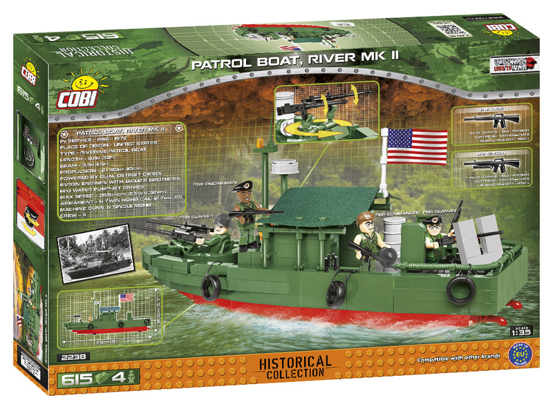 Patrol Boat River Mark II, 615 Piece Block Kit Back Of Box