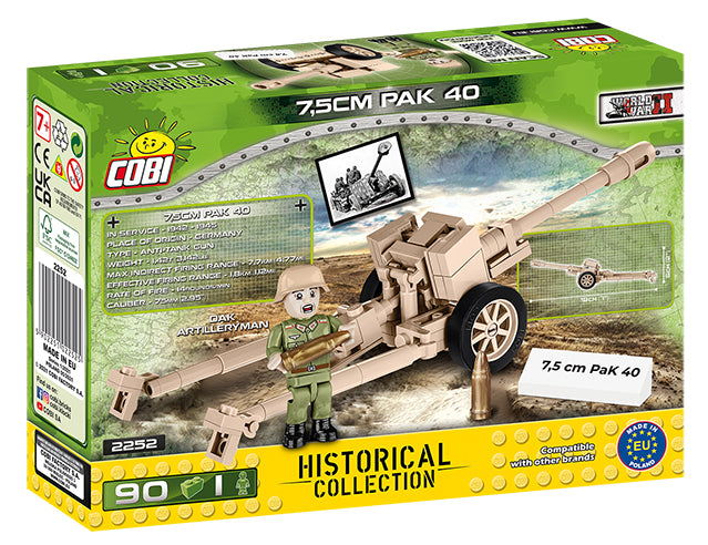 7.5 cm PAK 40 Anti-Tank Cannon, 90 Piece Block Kit Back Of Box