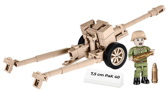 7.5 cm PAK 40 Anti-Tank Cannon, 90 Piece Block Kit Side View
