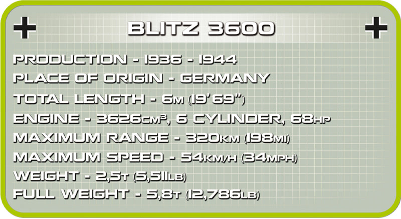 Opel Blitz 3600 Desert Afrika Korps, 272 Piece Block Kit Technical Detail