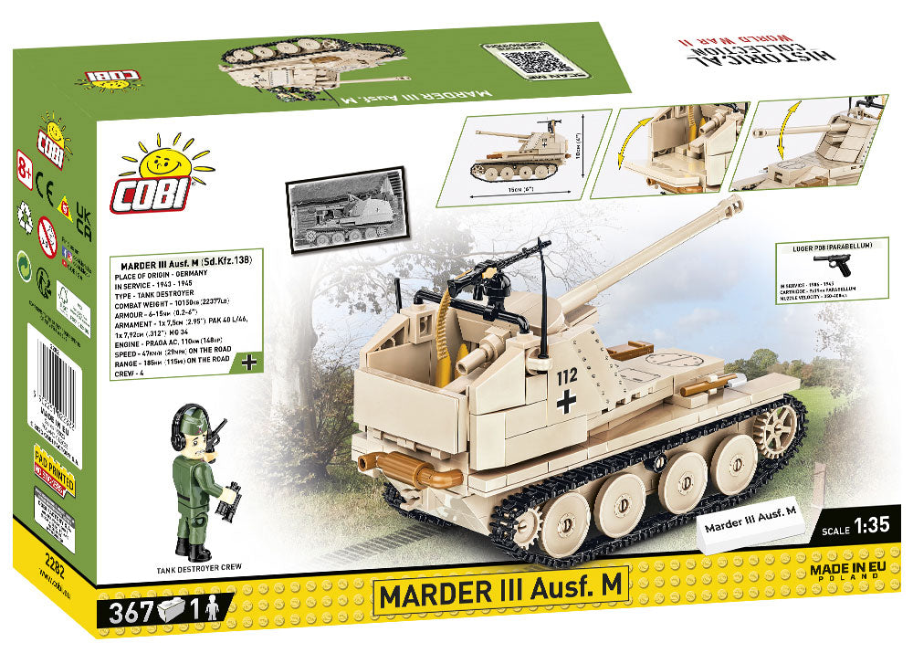 Sd.Kfz 138 Marder III Ausf. M Tank Destroyer, 367 Piece Block Kit Back Of Box