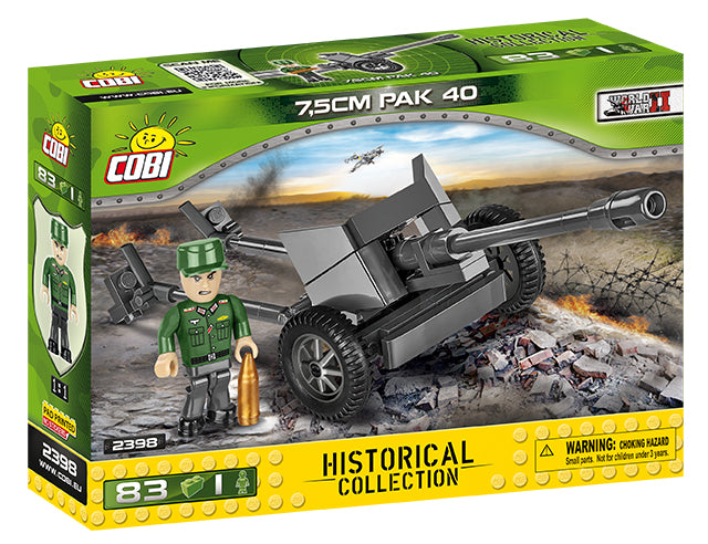 7.5 cm PAK 40 Anti-Tank Cannon, 83 Piece Block Kit By Cobi