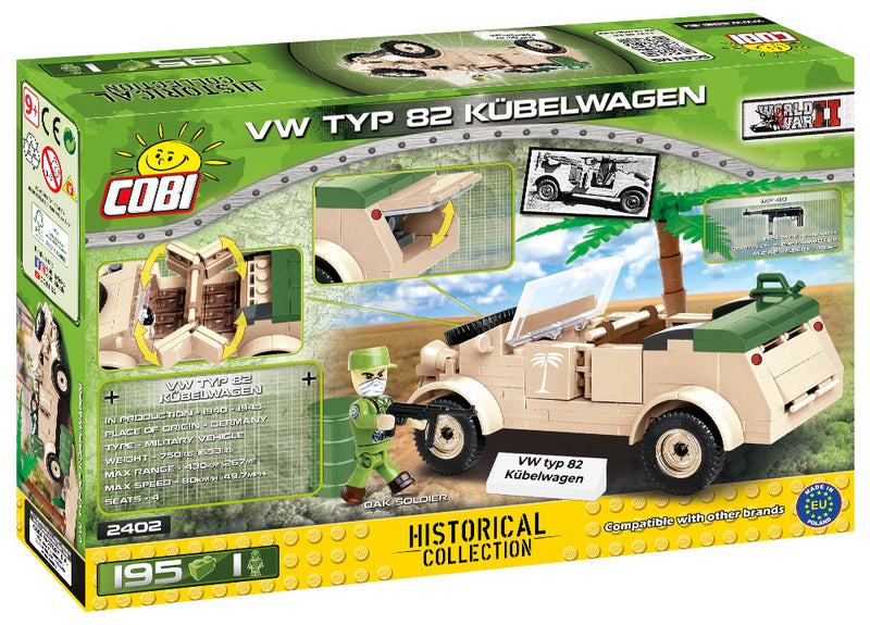 VW Type 82 Kübelwagen, 195 Piece Block Kit Back Of Box