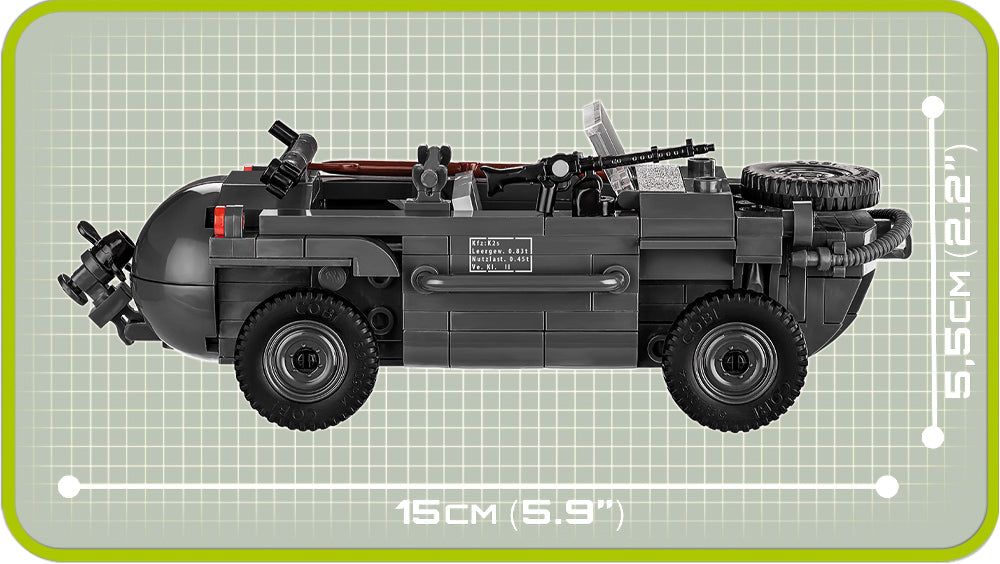 VW Type 166 Schwimmwagen, 200 Piece Block Kit Dimensions