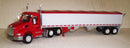 Peterbilt 579 Day Cab (Red), Cerri Feed Grain Trailer (White, Red Trim)  Scale 1:87 (HO Scale) Model By Trucks N Stuff