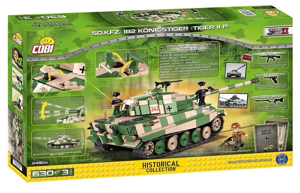 Tiger II (PzKpfw VI B “Konigstiger”) Porsche Turret,  630 Piece Block Kit By Cobi Box Back