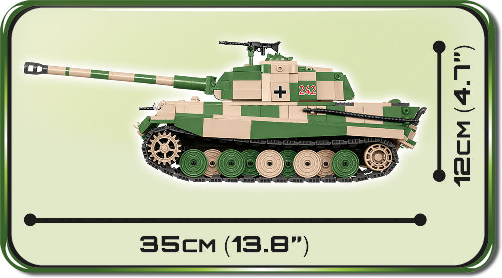 Tiger II (PzKpfw VI B “Konigstiger”) Porsche Turret,  630 Piece Block Kit By Cobi Side View Dimensions