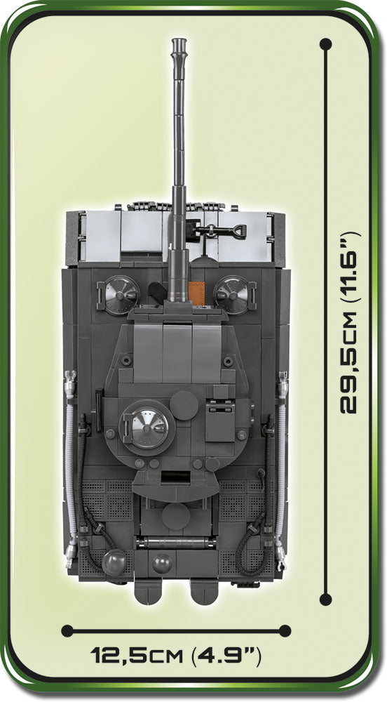 Tiger I Panzer VI Ausf. E Tank, 800 Piece Block Kit Top View Dimensions