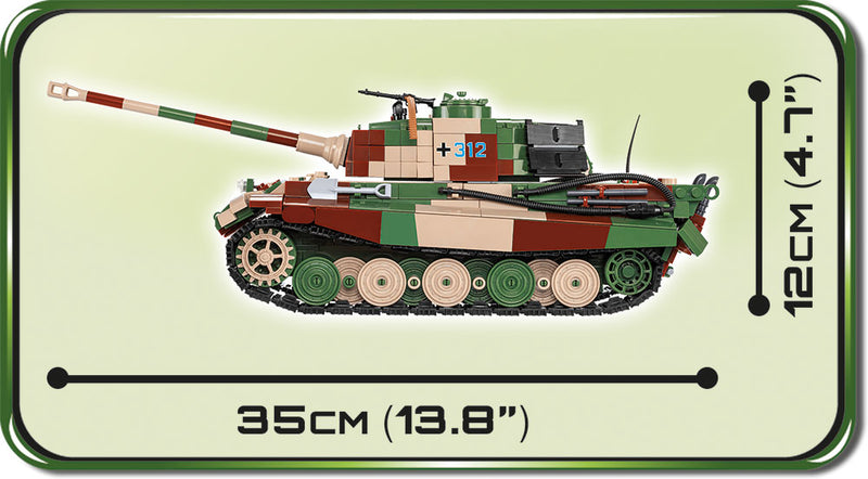 Tiger II PzKpfw VI Ausf. B “Königstiger” Tank, 1000 Piece Block Kit Side Dimensions