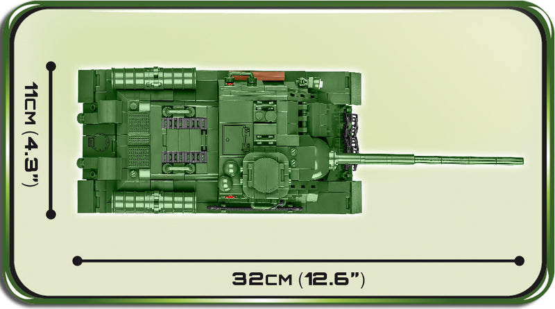 SU-100 Tank Destroyer, 655 Piece Block Kit Top View Dimensions