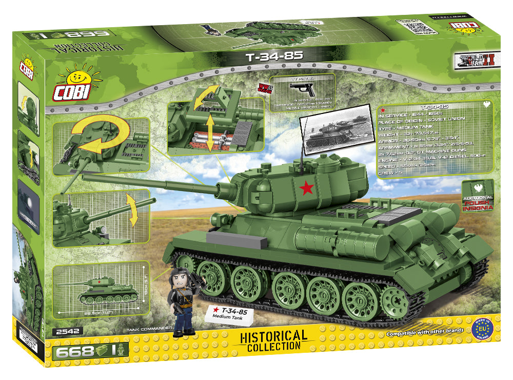 T-34/85 Tank, 668 Piece Block Kit Back Of Box