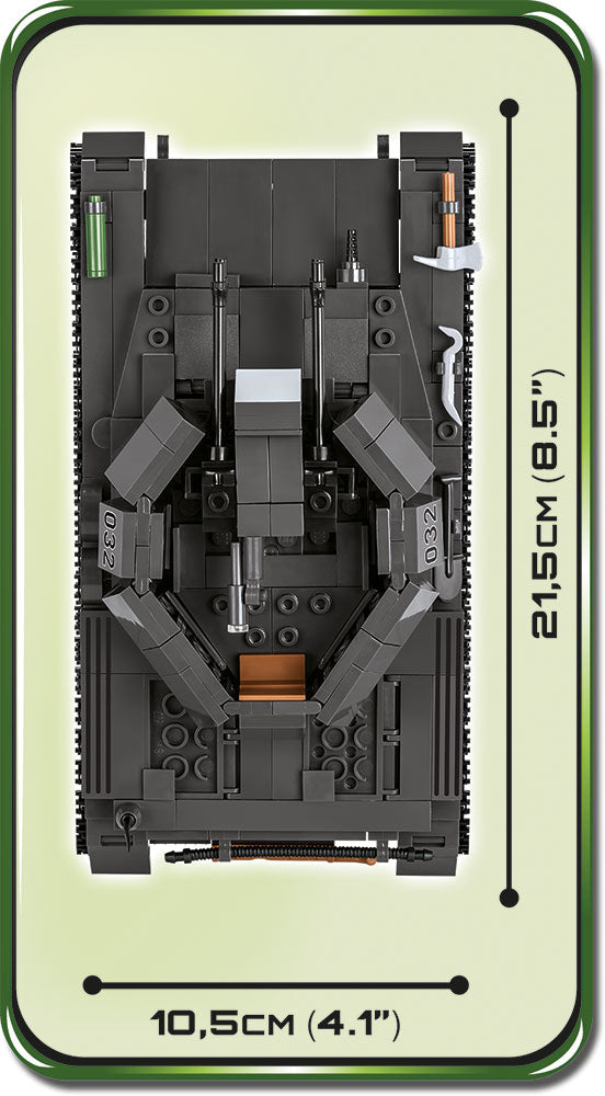 Flakpanzer IV Wirbelwind, 590 Piece Block Kit Top View Dimensions