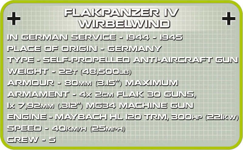 Flakpanzer IV Wirbelwind, 590 Piece Block Kit Technical Detail