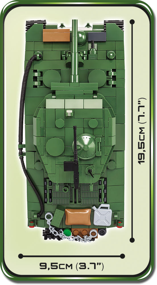 M4A3E2 “Jumbo” Sherman Tank 720 Piece Block Kit Dimensions Top View