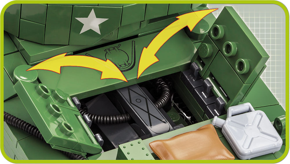 M4A3E2 “Jumbo” Sherman Tank 720 Piece Block Kit Engine Detail