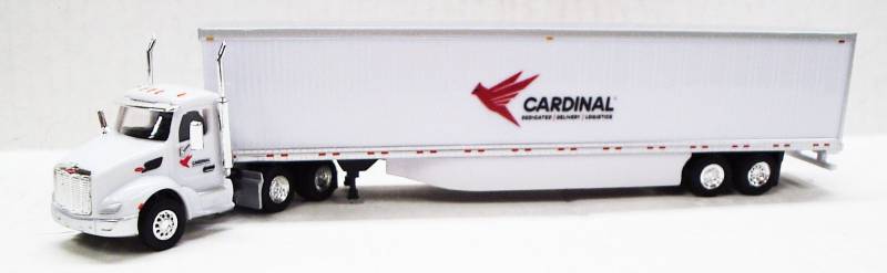 Peterbilt 579 Day Cab (White) Cardinal Logistics Logo w/ 53’ Dry Van, 1:87 (HO) Scale Model By Trucks N Stuff