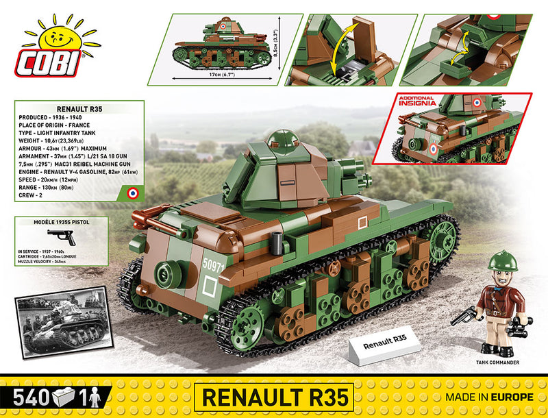 Renault R35 Light Tank 540 Piece Block Kit Back Of Box