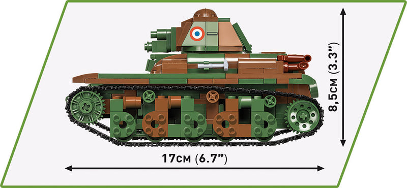 Renault R35 Light Tank 540 Piece Block Kit Side View Dimensions