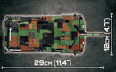 Leopard 2A5 TVM Main Battle Tank, 945 Piece Block Kit Top View Dimensions