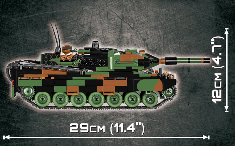Leopard 2A5 TVM Main Battle Tank, 945 Piece Block Kit Side View Dimensions