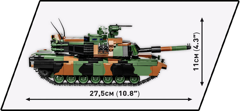 M1A2 SEPv3 Abrams Main Battle Tank, 1017 Piece Block Kit Side View Dimensions