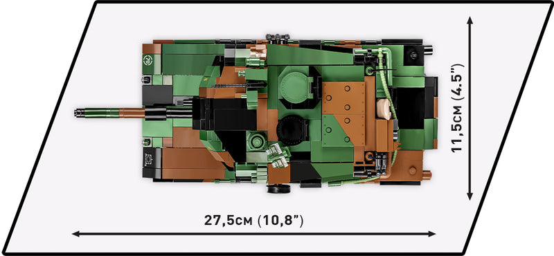 M1A2 SEPv3 Abrams Main Battle Tank, 1017 Piece Block Kit Top View Dimensions