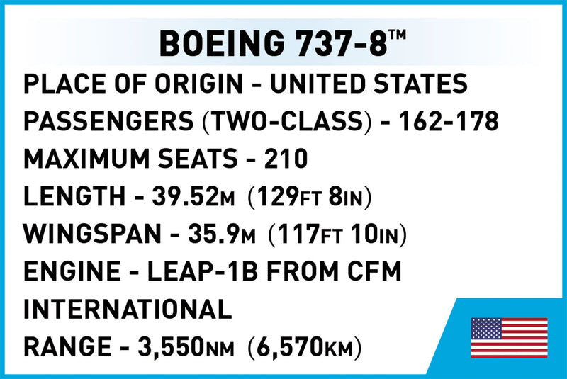 Boeing 737-8 Max, 340 Piece Block Kit Technical Information