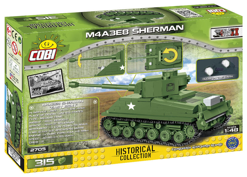 M4A3E8 Sherman Tank, 315 Piece Block Kit Back Of Box