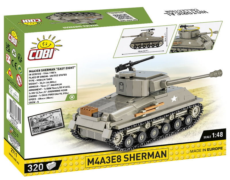 M4A3E8 Sherman Tank, 320 Piece Block Kit Back Of Box