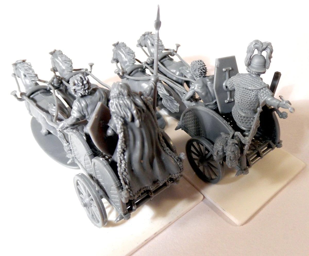 Celtic Chariot, 28 mm Scale Model Plastic Figures Left Rear Top View