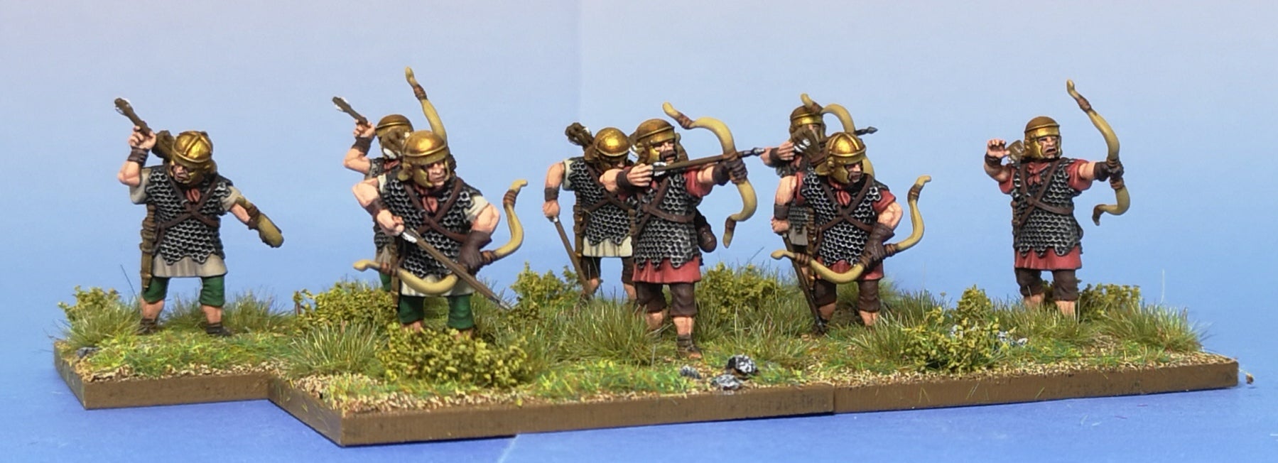 Early Imperial Roman Auxiliary Archers, 28 mm Scale Model Plastic Figures Close Up