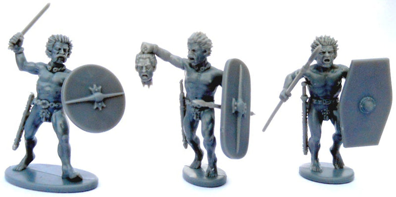 Gallic Naked Fanatics, 28 mm Scale Model Plastic Figures Unpainted Examples