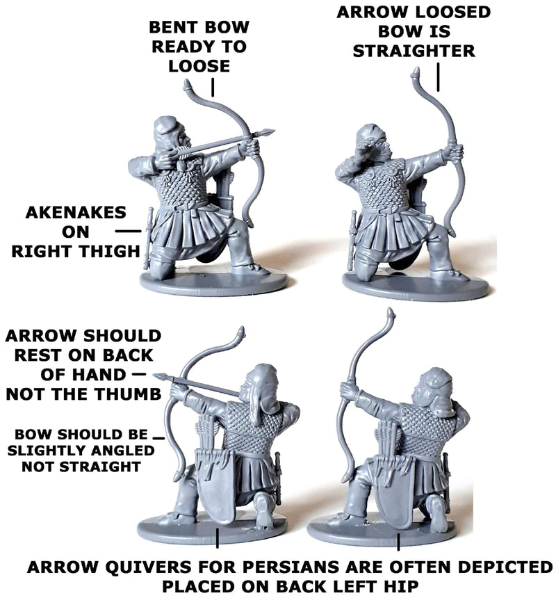 Persian Armoured Archers, 28 mm Scale Model Plastic Figures Kneeling Poses