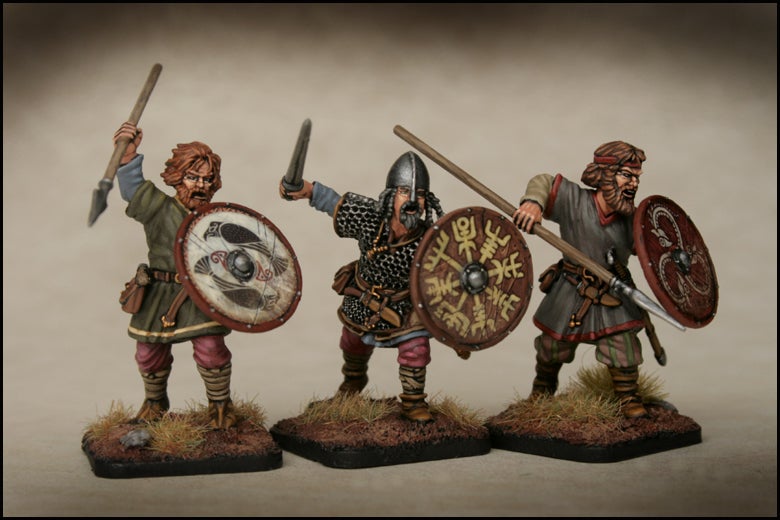 Vikings, 28 mm Scale Model Plastic Figures Painted Warrior Poses