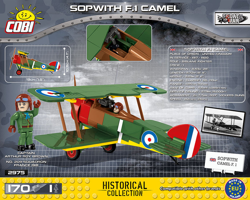 Sopwith F.1 Camel , 170 Piece Block Kit By Cobi Back Of Box
